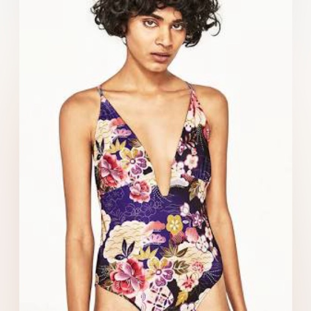 Zara Purple Floral Swimsuit